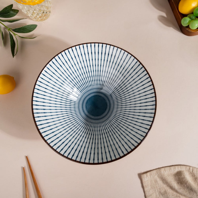 Meraki Striped Ramen Bowl 700 ml - Soup bowl, ceramic bowl, ramen bowl, serving bowls, salad bowls, noodle bowl | Bowls for dining table & home decor