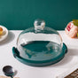 Cake Plate With Cover Green 8.5 Inch