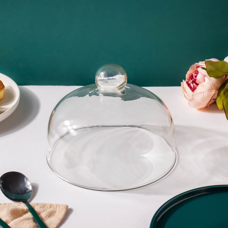 Cake Plate With Cover Green 8.5 Inch