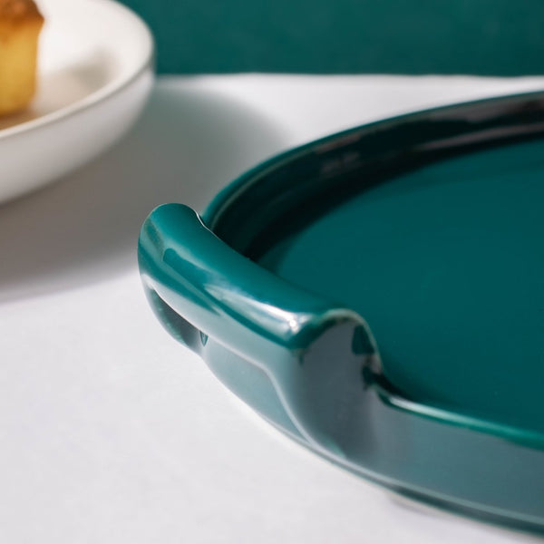 Cake Plate With Cover Green 10 Inch