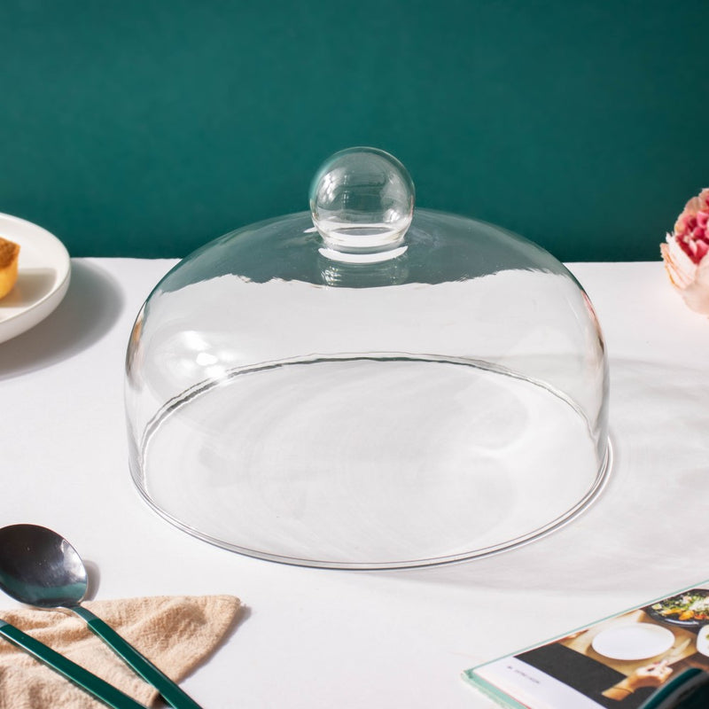 Cake Plate With Cover Green 10 Inch