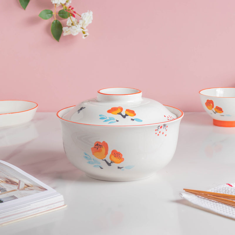 Floral Heart Plates and Pot For 4
