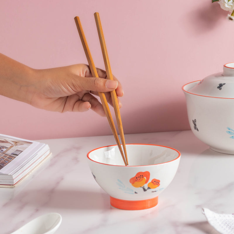 Floral Heart Plates and Pot For 4