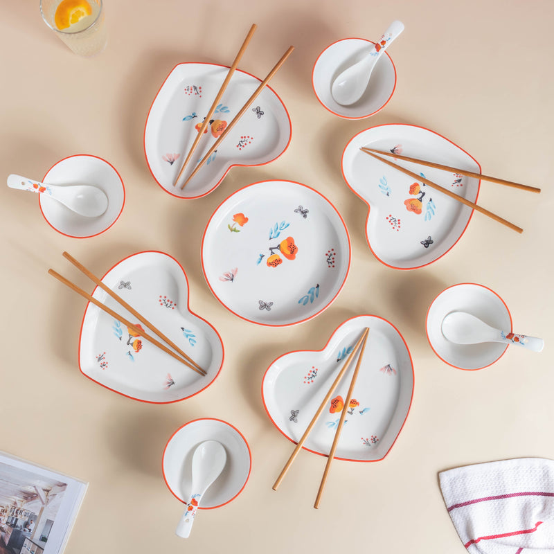 Floral Heart Snack Set For 4