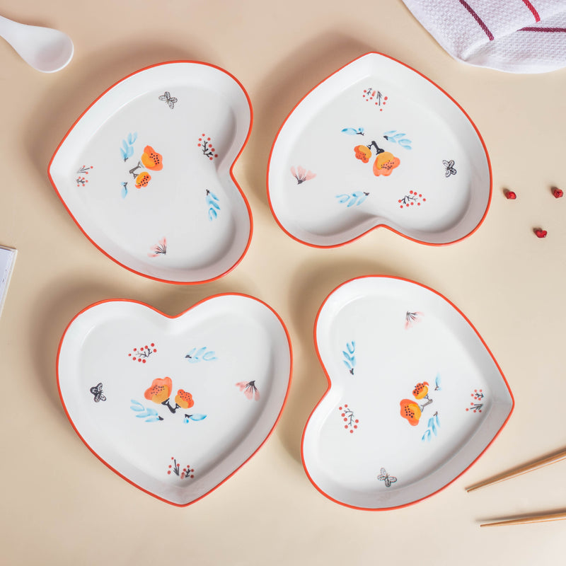 Floral Heart Snack Set For 4
