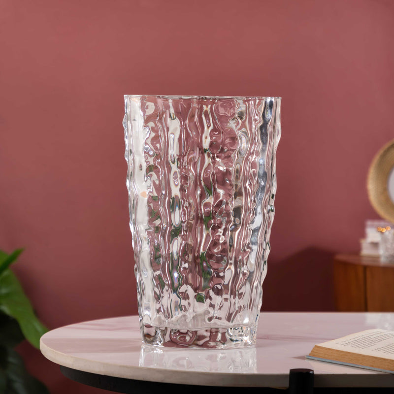 Glacier Glass Vase 11 Inch - Glass Vase, Translucent Glass Vase, Elegant Glacier Vase, Translucent Vase