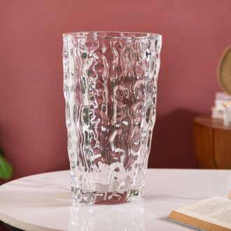 Glacier Glass Vase 11 Inch - Glass Vase, Translucent Glass Vase, Elegant Glacier Vase, Translucent Vase