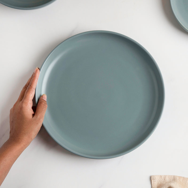 Riona Ceramic Dinner Plate Green Grey 10 Inch - Serving plate, rice plate, ceramic dinner plates| Plates for dining table & home decor