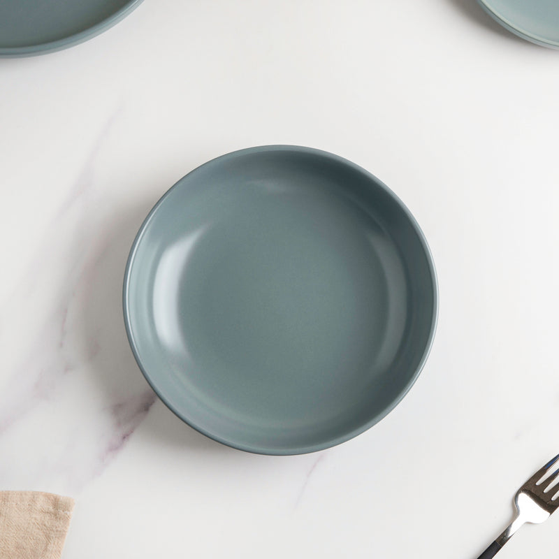Riona Ceramic Deep Dish Green Grey 8 Inch - Serving plate, snack plate, dessert plate | Plates for dining & home decor