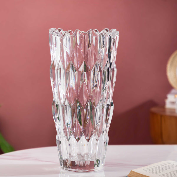Tulip Crystal Glass Vase Translucent 11 Inch