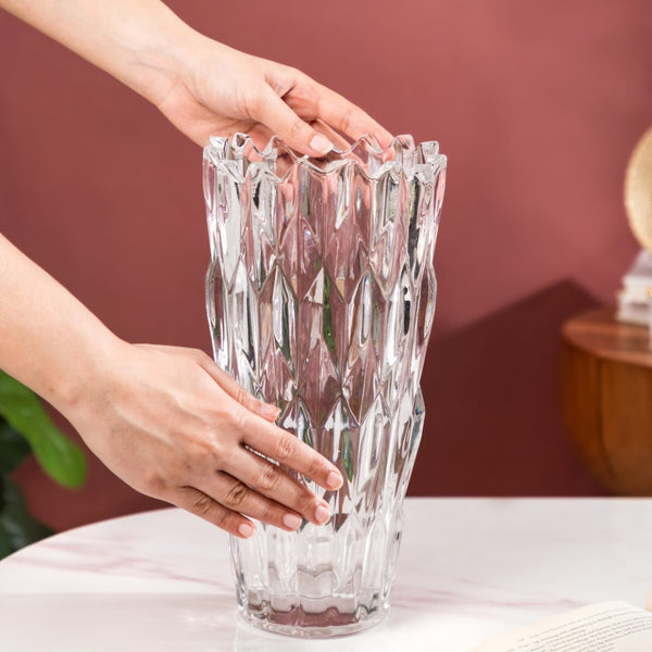 Tulip Crystal Glass Vase Translucent 11 Inch