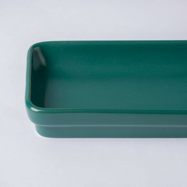 Sleek Green Long Plate 9 inch - Ceramic platter, serving platter, fruit platter | Plates for dining table & home decor