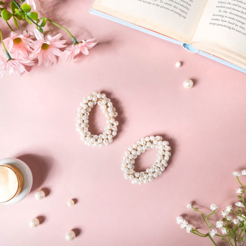 Pearl Hair Ties White Set Of 4