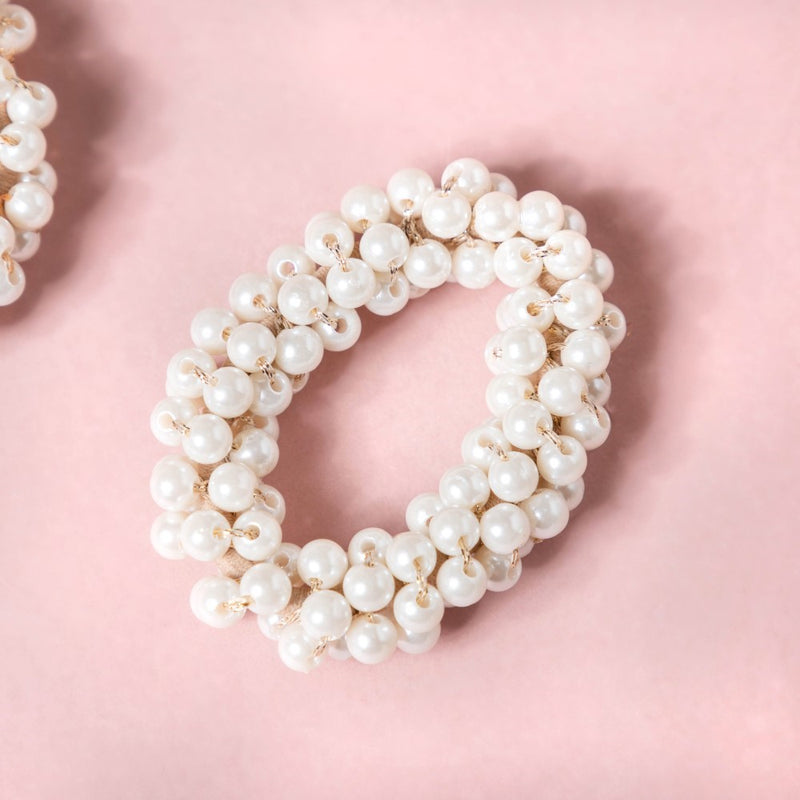 Pearl Hair Ties White Set Of 4