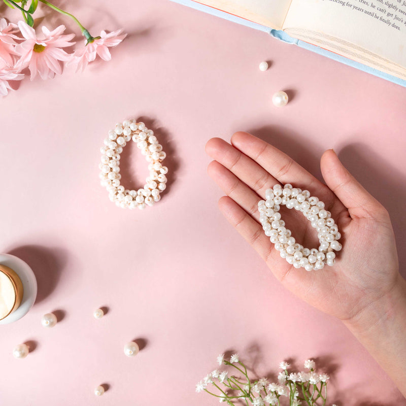 Pearl Hair Ties White Set Of 4