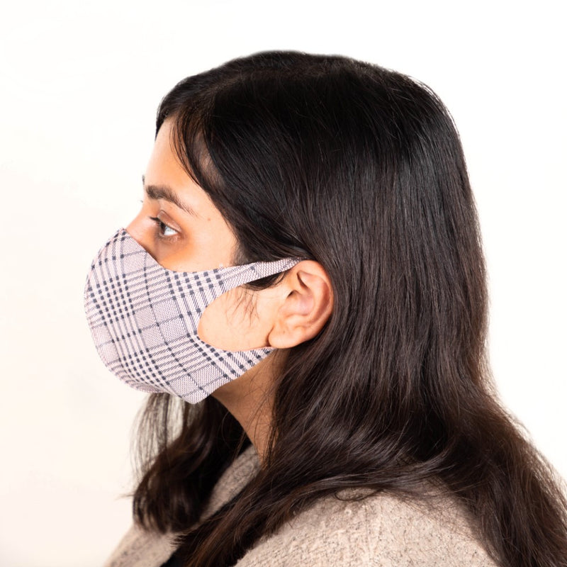 Checkered Pollution Protect Face Mask Brown Set Of 4