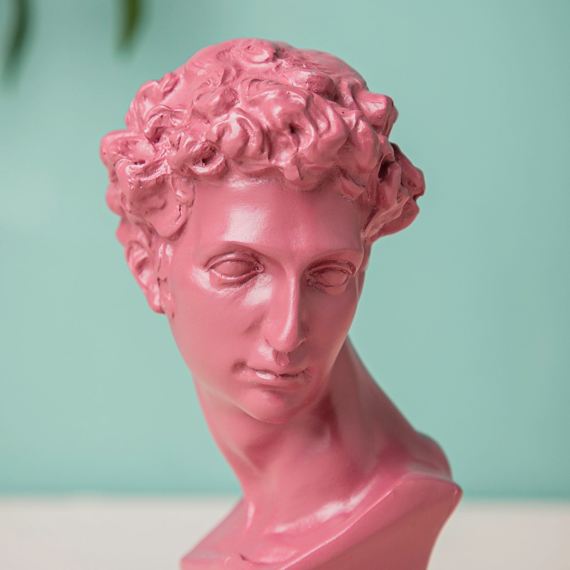 Aesthetic Statue Head Pink Shower Curtain, Statue Bust Decor, Pink