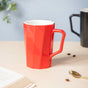 Carmine Red Ribbed Cup 350 ml- Mug for coffee, tea mug, cappuccino mug | Cups and Mugs for Coffee Table & Home Decor