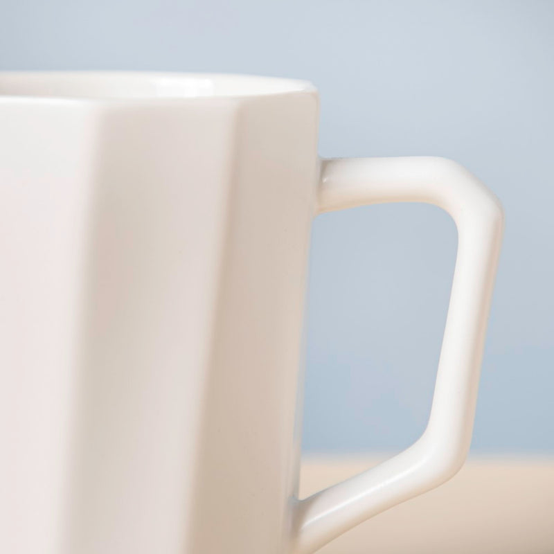 Snow White Ribbed Mug 350 ml- Mug for coffee, tea mug, cappuccino mug | Cups and Mugs for Coffee Table & Home Decor