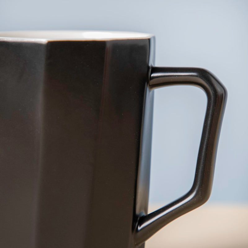 Matt Black Ribbed Mug 350 ml- Mug for coffee, tea mug, cappuccino mug | Cups and Mugs for Coffee Table & Home Decor