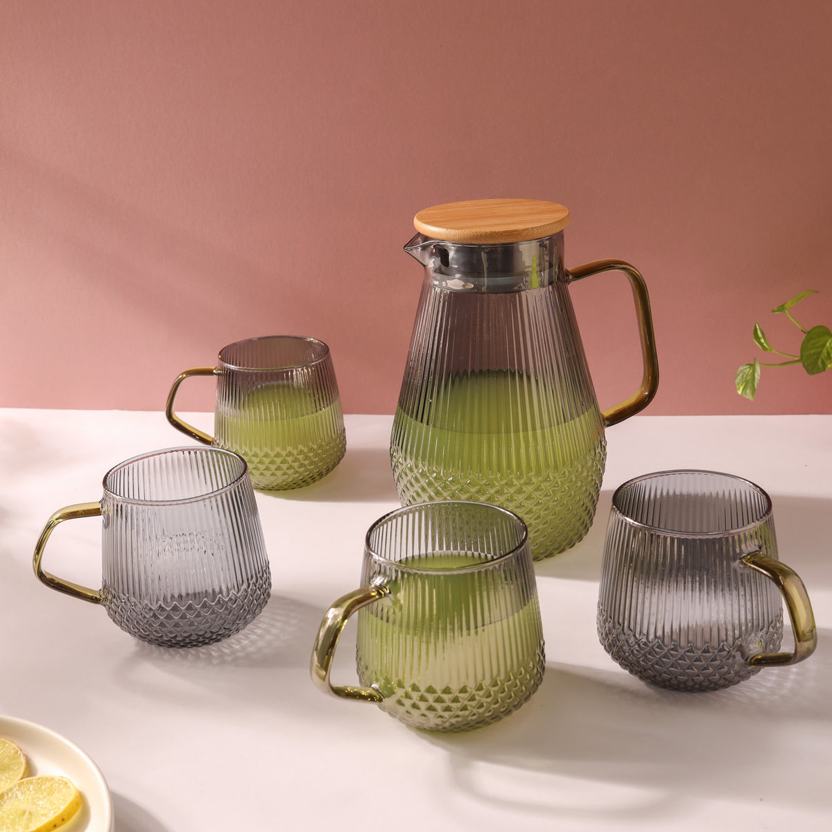 Classic Glass Tea Set of 5 Grey