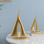 Sailing Ship Resin Decor Object Gold Set Of 2 - Showpiece | Home decor item | Room decoration item