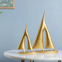 Sailing Ship Resin Decor Object Gold Set Of 2 - Showpiece | Home decor item | Room decoration item