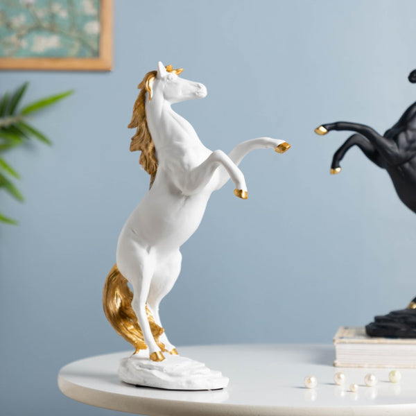 Horse Sculpture Decor Object White 11.5 Inch - Showpiece | Home decor item | Room decoration item