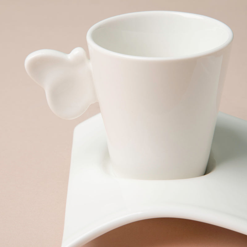 Riona Ceramic Butterfly Cup And Saucer Set White- Tea cup, coffee cup, cup for tea | Cups and Mugs for Office Table & Home Decoration