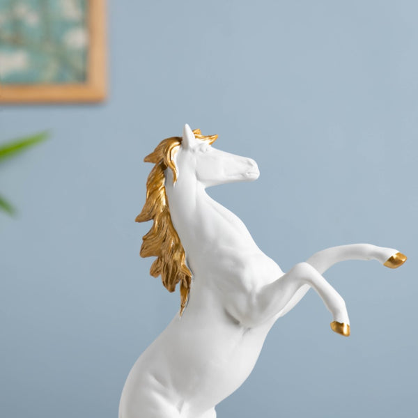 Horse Sculpture Decor Object White 11.5 Inch - Showpiece | Home decor item | Room decoration item