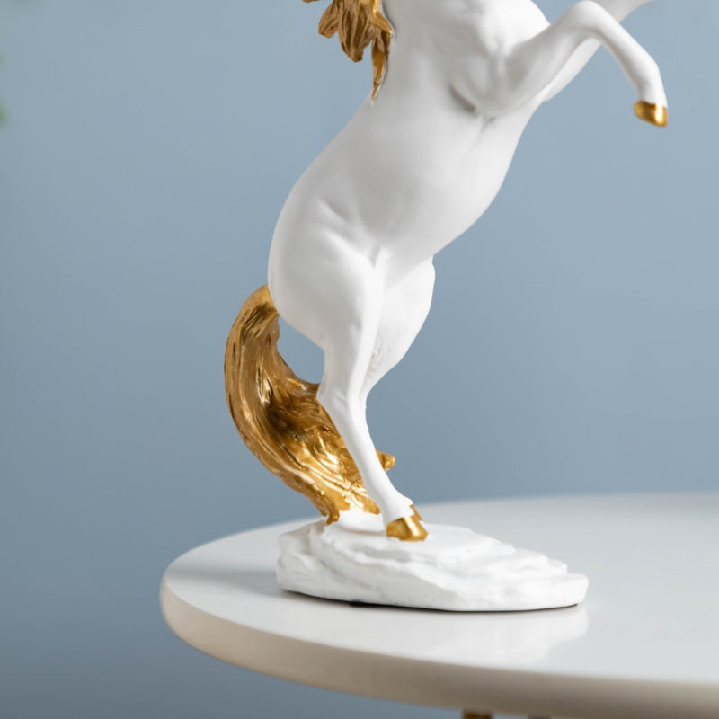 Horse Sculpture Decor Object White 11.5 Inch - Showpiece | Home decor item | Room decoration item