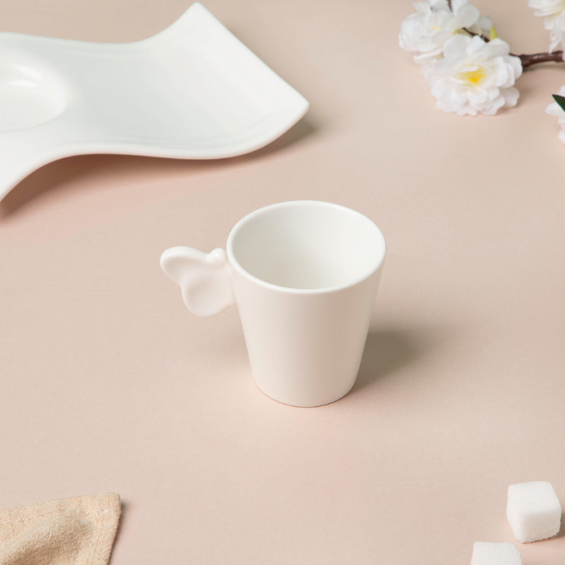 Riona Ceramic Butterfly Cup And Saucer Set White- Tea cup, coffee cup, cup for tea | Cups and Mugs for Office Table & Home Decoration