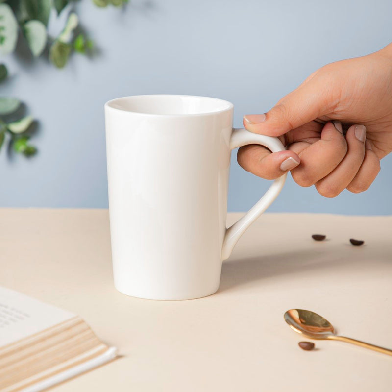 Ivory White Glossy Mug 350 ml- Mug for coffee, tea mug, cappuccino mug | Cups and Mugs for Coffee Table & Home Decor