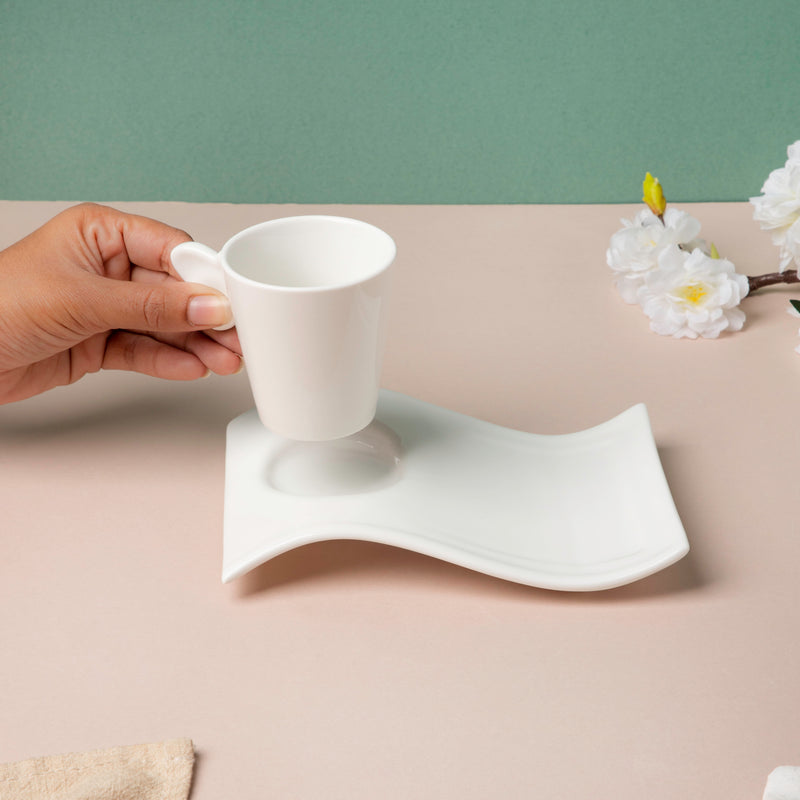 Riona Ceramic Butterfly Cup And Saucer Set White- Tea cup, coffee cup, cup for tea | Cups and Mugs for Office Table & Home Decoration