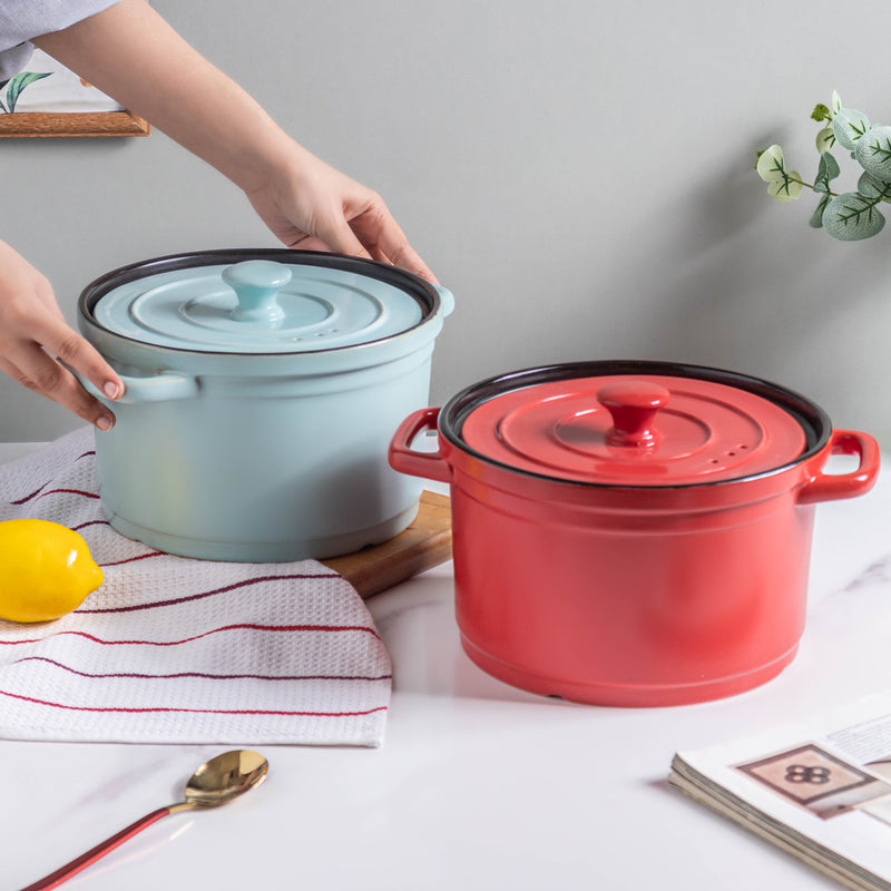 Ceramic Stock Pot With Lid Large - Cooking Pot