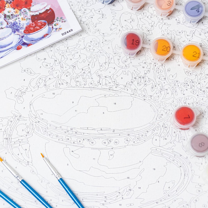 Ceramic Tea Set DIY Painting By Numbers Kit