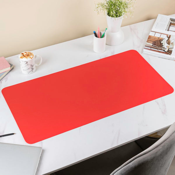 Multipurpose Vegan Leather Desk Mat Red 31.5 Inch