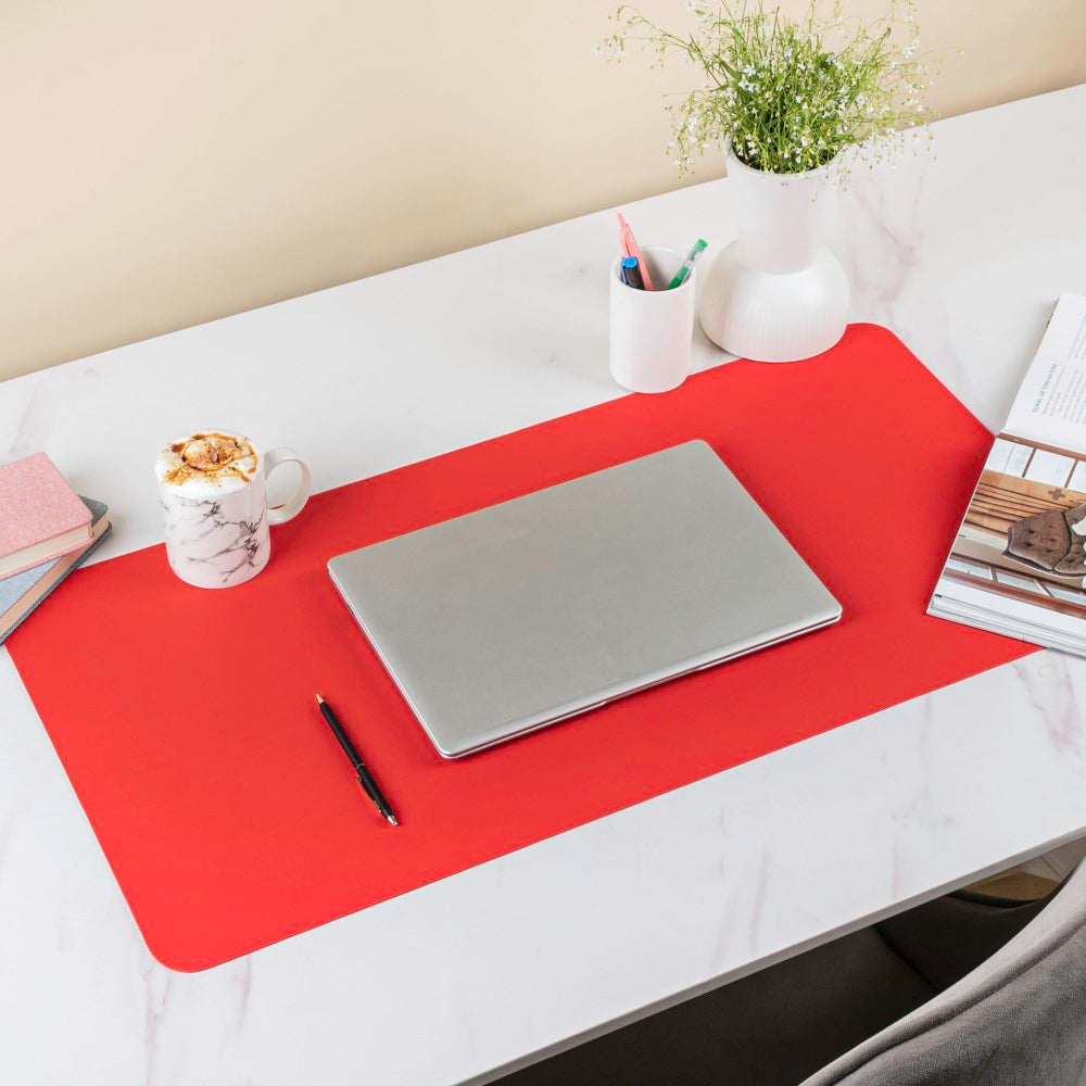 Multipurpose Vegan Leather Desk Mat Red 31.5 Inch Online Premium Table Mat Nestasia