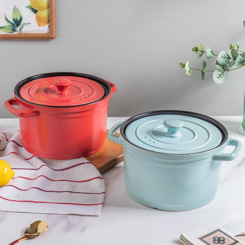 Ceramic Stock Pot With Lid Large - Cooking Pot