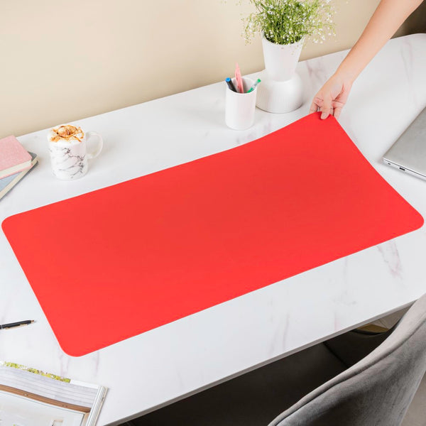 Multipurpose Vegan Leather Desk Mat Red 31.5 Inch