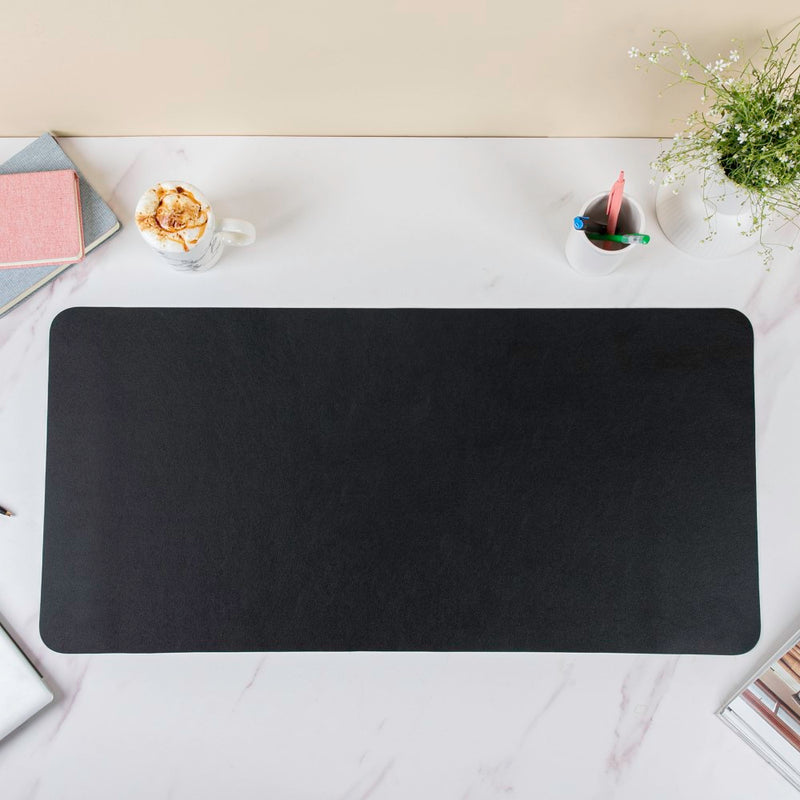 Multipurpose Vegan Leather Office Desk Mat Black 31.5 Inch