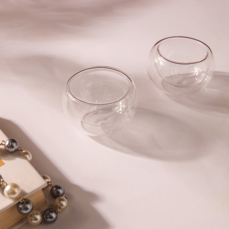 Double Wall Glass Cup - Tea cup set, cup set for dining table, glass tea cup set, modern tea cup set