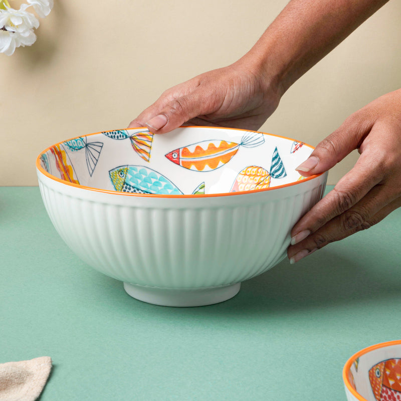 Ukiyo Ceramic Serving Bowl 8 inch - Bowl, ceramic bowl, serving bowls, noodle bowl, salad bowls, bowl for snacks, large serving bowl | Bowls for dining table & home decor