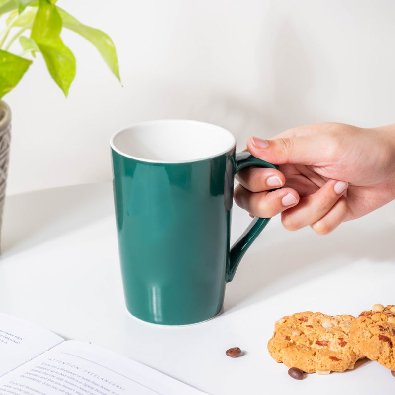 Viridian Green Ceramic Mug 350 ml- Mug for coffee, tea mug, cappuccino mug | Cups and Mugs for Coffee Table & Home Decor