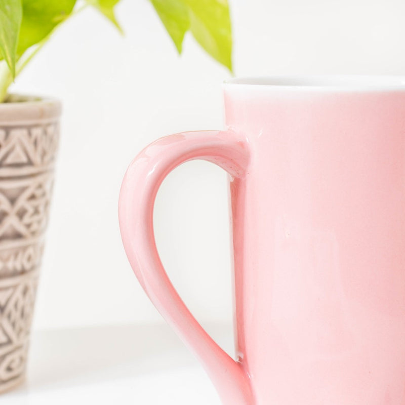 Powder Pink Ceramic Mug 350 ml- Mug for coffee, tea mug, cappuccino mug | Cups and Mugs for Coffee Table & Home Decor
