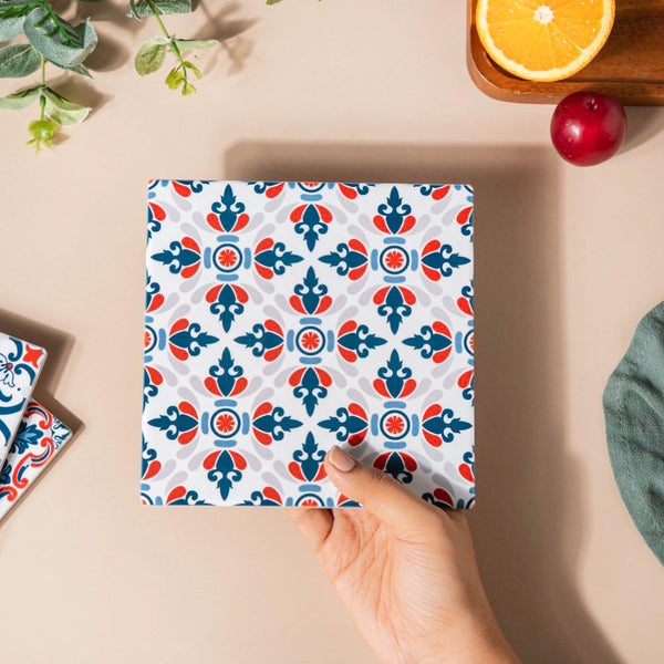 Zellij Traditional Moroccan Patterned Multicolor Square Trivet