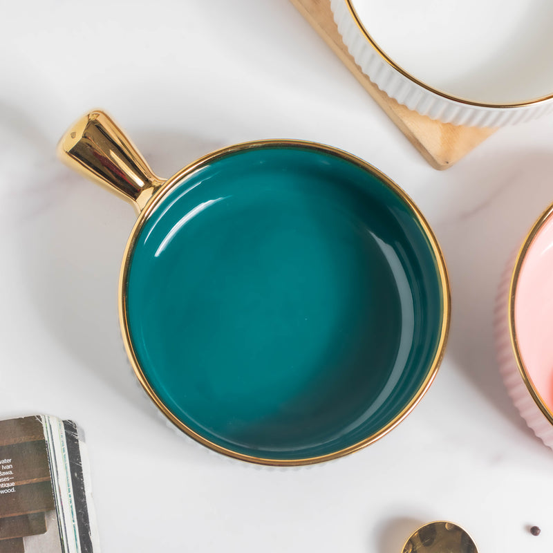 Ribbed Snack Bowl With Handle 500 ml - Bowl,ceramic bowl, snack bowls, curry bowl, popcorn bowls | Bowls for dining table & home decor