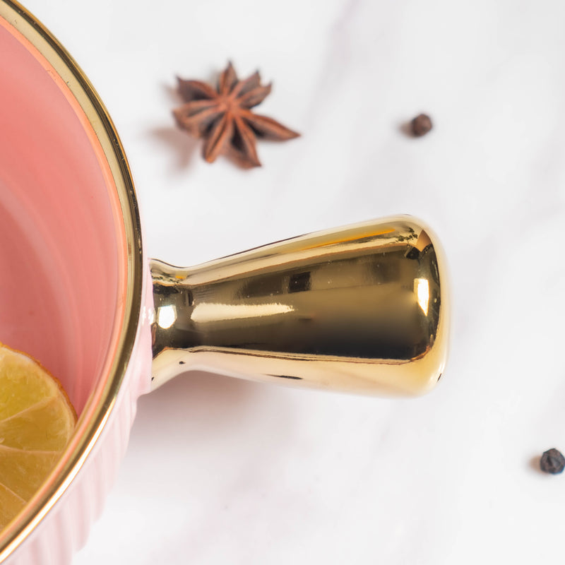 Ribbed Snack Bowl With Handle 500 ml - Bowl,ceramic bowl, snack bowls, curry bowl, popcorn bowls | Bowls for dining table & home decor