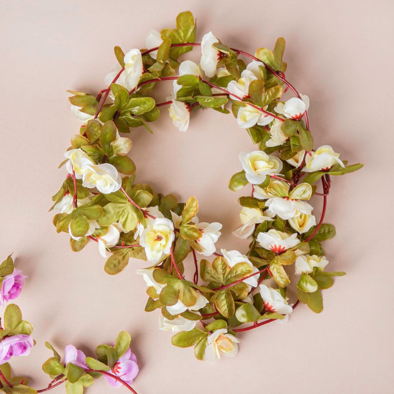 Decorative Roses And Leaves Vine White - Artificial flower | Home decor item | Room decoration item