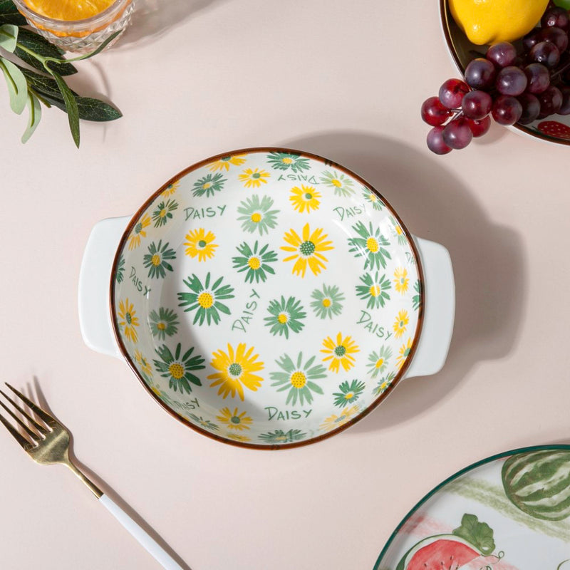 Daisy Baking Bowl With Handles 7.5 Inch 500 ml - Baking Dish